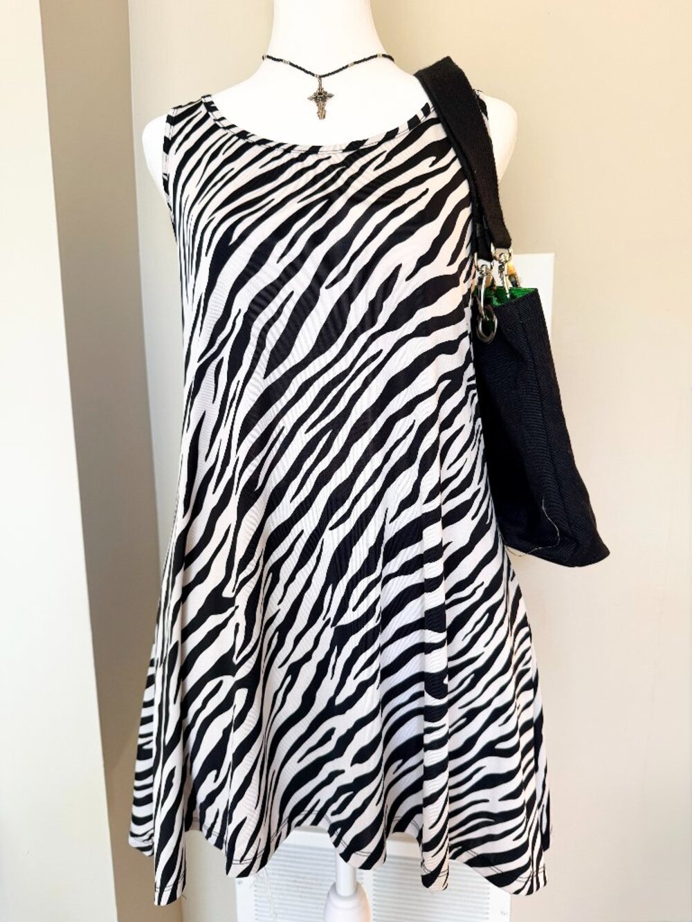 La Moda Zebra Print Beach Tank Top Silky Material– Size L/XL